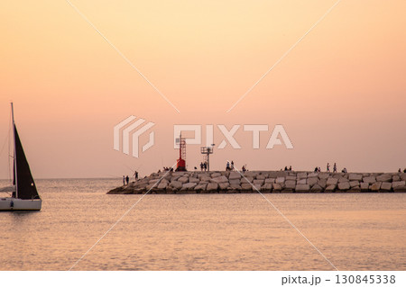 Calm coast. The sky in the evening. Water. Sunset sky 130845338