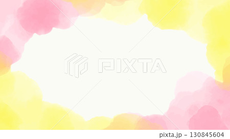 黄色とピンク色の水彩風の背景イラスト 黄色とピンク色の水彩風の背景イラスト 130845604