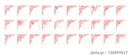 Chinese frame corners, red japanese borders, asian vintage ornament decorative elements Chinese frame corners, red japanese borders, asian vintage ornament decorative elements 130845617