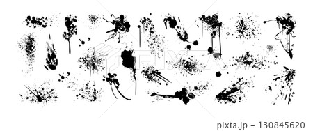 Spray paint drips, black inky blots, graffiti splatters or speckles with grunge effect Spray paint drips, black inky blots, graffiti splatters or speckles with grunge effect 130845620