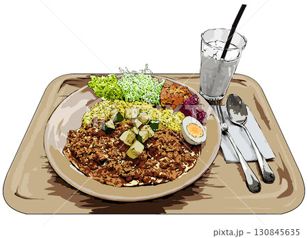 美味しそうなカレーセット 130845635