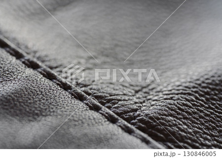 Detail shot of supple leather jacket with stitching 130846005