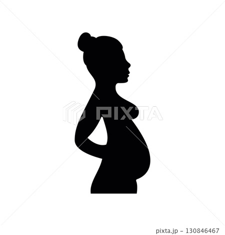 Simple black vector icon with a theme pregnant woman Simple black vector icon with a theme pregnant woman 130846467