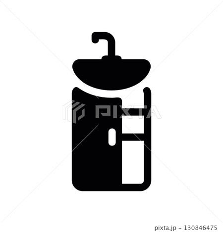 Simple black vector icon with a theme washbasin, locker Simple black vector icon with a theme washbasin, locker 130846475