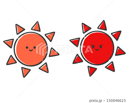 可愛い赤い太陽(顔付き) ベクター 可愛い赤い太陽(顔付き) ベクター 130846623