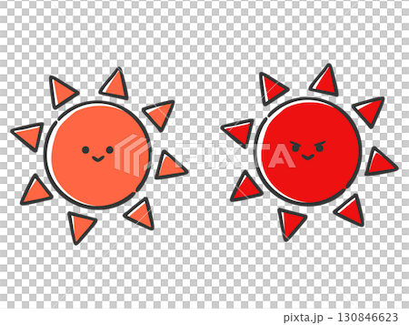 可愛い赤い太陽(顔付き) ベクター 可愛い赤い太陽(顔付き) ベクター 130846623