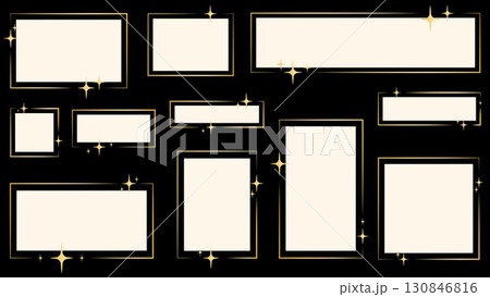 Set of golden frames with sparkles Set of golden frames with sparkles 130846816