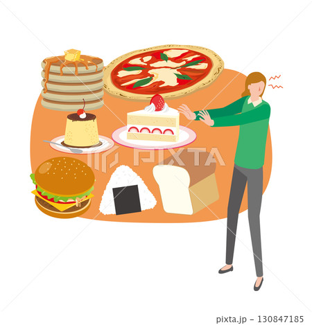 甘い物や糖質をガマンする女性 130847185