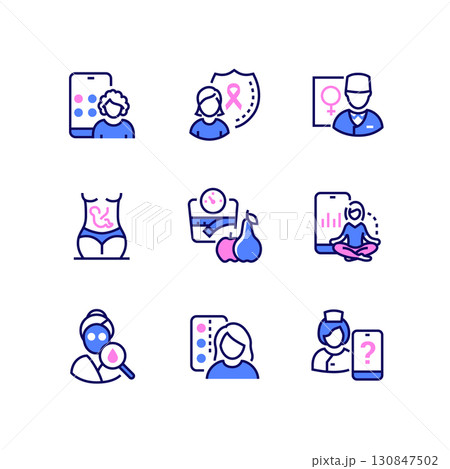Health of women - set of line design style icons 130847502