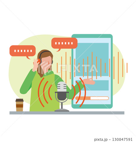 音声コンテンツを配信する女性 130847591