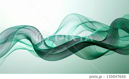 透明感あるグリーンの抽象リボン背景 130847688