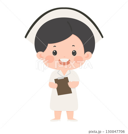 Illustration of Nurse Holding Clipboard 130847706