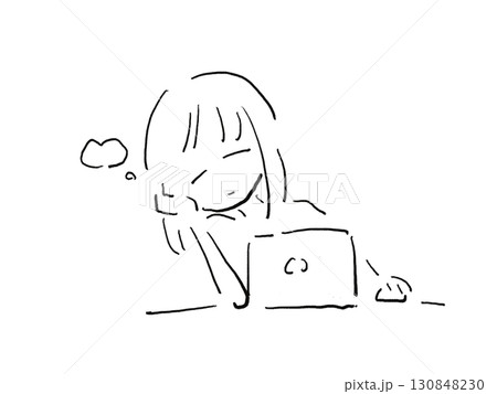 寝ながら作業する人 130848230