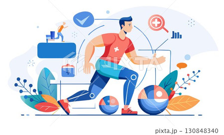 This high-resolution image captures the vitality and strength associated with healthy joints and good mobility, producing a sophisticated and informative aesthetic ideal for healthcare publications, 130848340