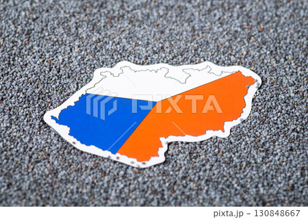 Flag of Czech Republic in poppy seed. Growing poppy seed in Czech Republic concept, origin of grain 130848667