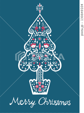 Christmas tree card illustration Christmas tree card illustration 130849104