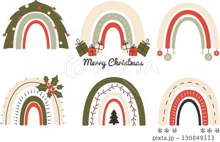 Christmas boho rainbow vector clipart 130849113