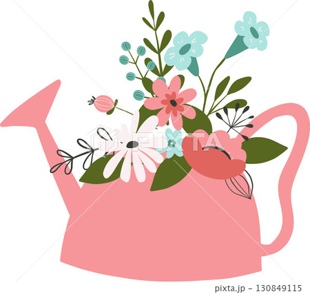 Watering can with flowers inside 130849115
