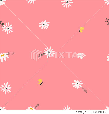 abstract scandi floral kids vector pattern 130849117