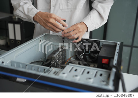 Computer Hardware dissemblers fixing computer PC. Computer Hardware dissemblers fixing computer PC. 130849807
