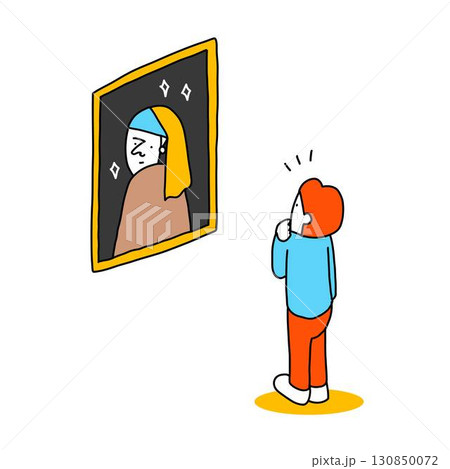 美術館で名画を見る人のイラスト 美術館で名画を見る人のイラスト 130850072
