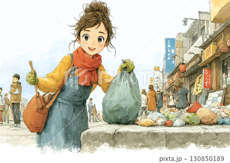 美優シリーズ:美優が地域の人たちと商店街の清掃活動に参加するシーン 美優シリーズ:美優が地域の人たちと商店街の清掃活動に参加するシーン 130850189