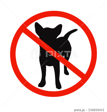 Vector isolated illustration of ban with dogs. Dogs are not allowed. Dog walking is prohibited. 130850431
