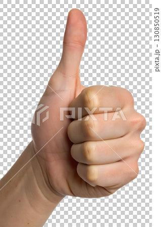 Thumbs up hand gesture isolated, sign of approval, agreement, and positive feedback 130850519
