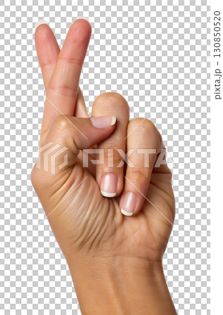 Fingers crossed for luck, hope and superstitious gesture isolated on transparent background Fingers crossed for luck, hope and superstitious gesture isolated on transparent background 130850520