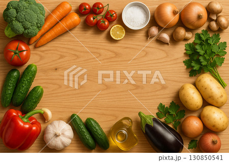 Cooking Ingredients Border, Olive Oil (Horizontal) 130850541