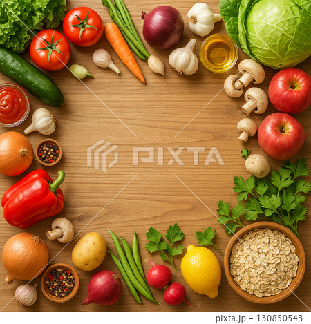 Square Oatmeal and Produce Border (Square) 130850543