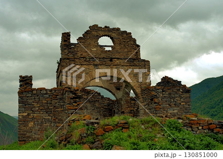 The ruined church of the Assumption of the Blessed Virgin Mary in the village of Lisri. Mamison gorge, Republic of North Ossetia. The ruined church of the Assumption of the Blessed Virgin Mary in the village of Lisri. Mamison gorge, Republic of North Ossetia. 130851000