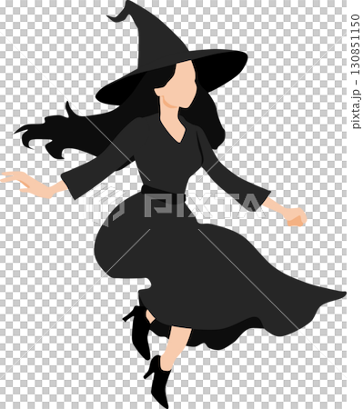 Witch illustration (Halloween) silhouette Witch illustration (Halloween) silhouette 130851150