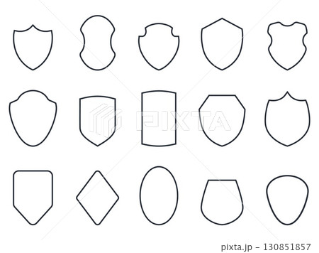Shield frames. Outline frame design, warrior safety elements. Decorative icons for banners, invitation, posters, cards, sapid vector clipart 130851857