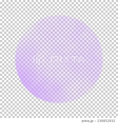 水彩手書き風の紫色丸いイラスト素材　シンプルなボカシフレーム枠　白背景　png透明 130852032
