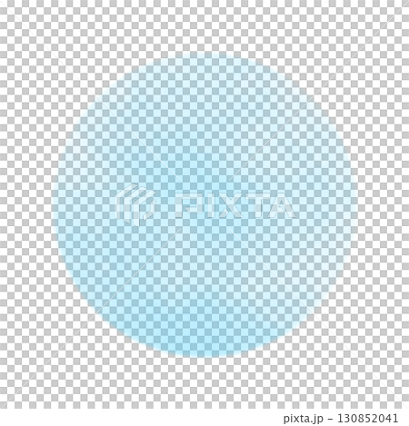 水彩手書き風の水色ブルー丸いイラスト素材　縁ボカシ　シンプルなフレーム枠　白背景　png透明 130852041