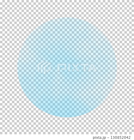 水彩手書き風の水色ブルー丸いイラスト素材　シンプルなフレーム枠　白背景　png透明 130852042