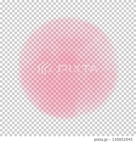 水彩手書き風の淡いピンク色丸いイラスト素材　縁ボカシ　シンプルなフレーム枠　白背景　png透明 130852045