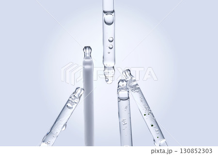 Five different droppers with facial serum. Five different droppers with facial serum. 130852303