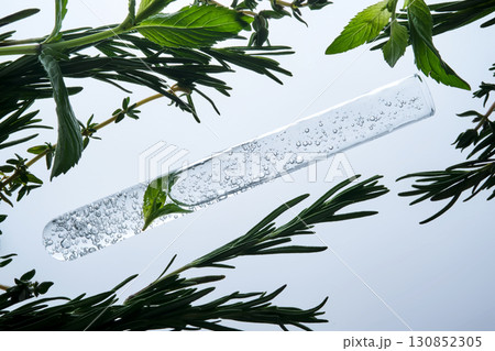 The texture of an organic cosmetic product in a test tube. 130852305
