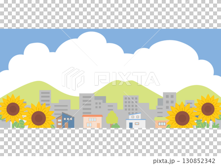 Illustration of the summer skyline 130852342