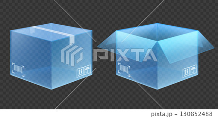 Collection of open and closed glass boxes 130852488