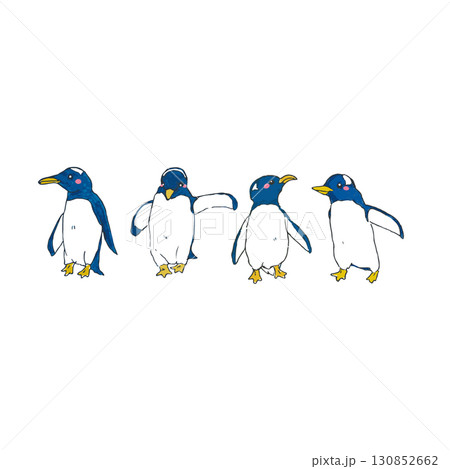 かわいいペンギン行列のイラスト 130852662
