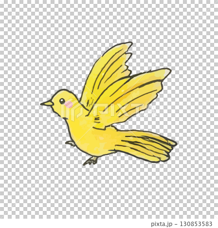可愛的小鳥插圖（黃色） 130853583