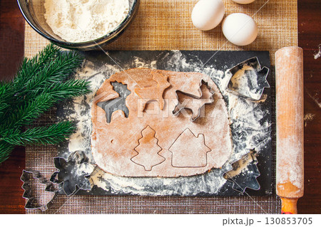The process of making Christmas Ginger cookies 130853705