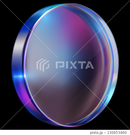 3D vector realistic holographic iridescent glass coin purple effect, game token, casino chip, transparent circle medal 130853860