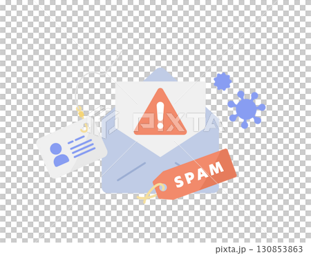 Vector illustration of spam emails and phishing scams (security measures/warnings) 130853863