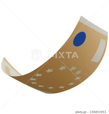 Paper flying banknote, euro, curved, falling money. Paper flying banknote, euro, curved, falling money. 130853931