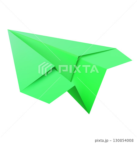 Green origami paper airplane icon flying up left, vector illustration. Green origami paper airplane icon flying up left, vector illustration. 130854008