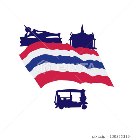 thai national flag day Design free vector illustration Thai Ribbon Flags on Blue Backgrounds thai national flag day Design free vector illustration Thai Ribbon Flags on Blue Backgrounds 130855319
